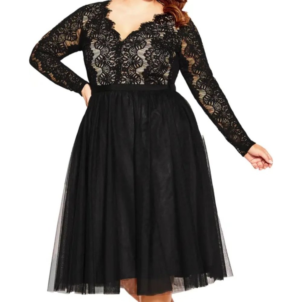 City Chic Black Rare Beauty Dress Size M (18)